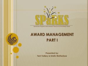 AWARD MANAGEMENT - SPARKS: Sponsored Programs