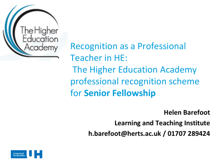 The Higher Education Academy Professional Recognition