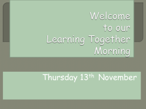 Welcome to our Learning Together Morning