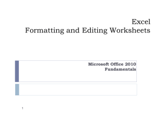 Excel Lesson 2 Formatting and Editing Worksheets