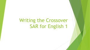 Writing the Crossover SAR for English 1