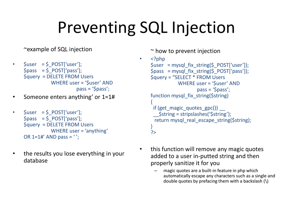 Sql Injection Escape Single Quote Sql Injection Cpsc Ppt Video Online 