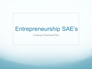 Entrepreneurship SAE*s - Killingly Public Schools