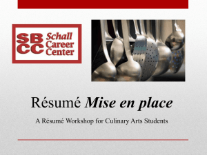 Résumé Workshop for Culinary Arts