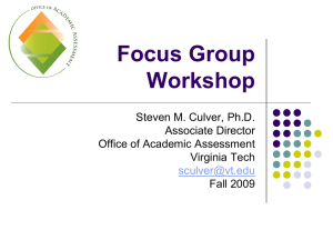 Focus Group Workshop - Office of Assessment & Evaluation