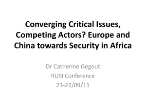 Converging Critical Issues, Competing Actors? Europe and China