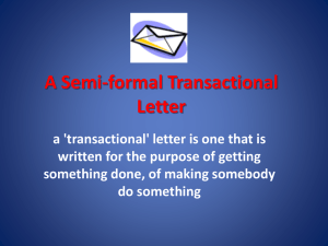 A Semi-formal Transactional Letter