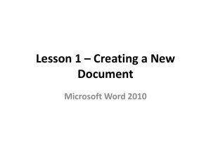 Lesson 1 * Creating a New Document