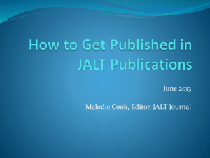How to Get Published in JALT Publications
