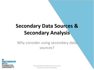 Secondary Data Sources And Secondary Analysis Ppt