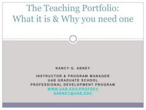 Overview of Teaching Portfolios: Process & Product