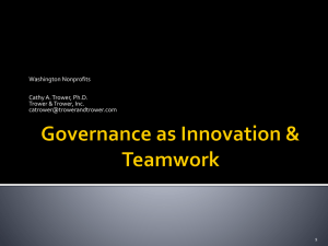 Governance as Innovation & Teamwork