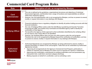Corporate Card - Westpac program roles