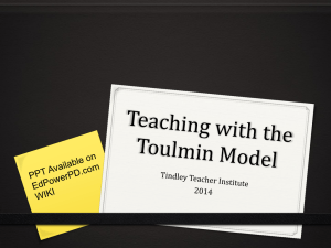 Teaching The Toulmin Model - Tindley Accelerated Schools