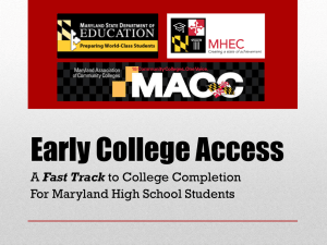 Early College Access - Maryland State Department of Education