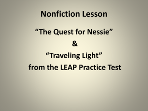 The Quest for Nessie and Traveling Light ppt review