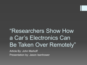 Researchers Show How a Car`s Electronics Can Be Taken Over