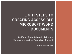 Eight Steps To Creating Accessible Microsoft Word Documents