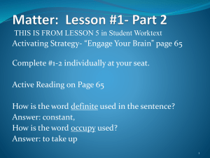 Lesson 1 Characteristics of Matter Part 2