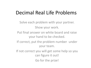 Decimal Real Life Problems