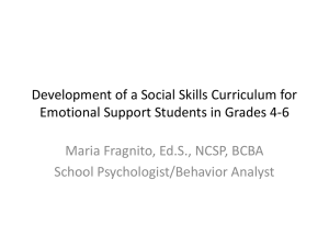 Development of a Social Skills Curriculum for Emotional Support