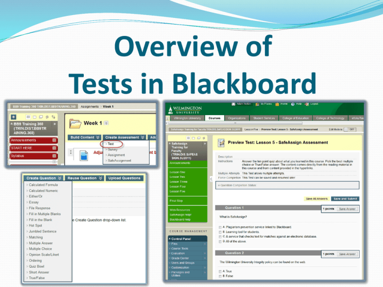 Tests In Blackboard