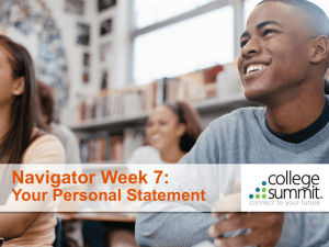 Unit 2: Week 7: Personal Statement Step-by-Step Part 1