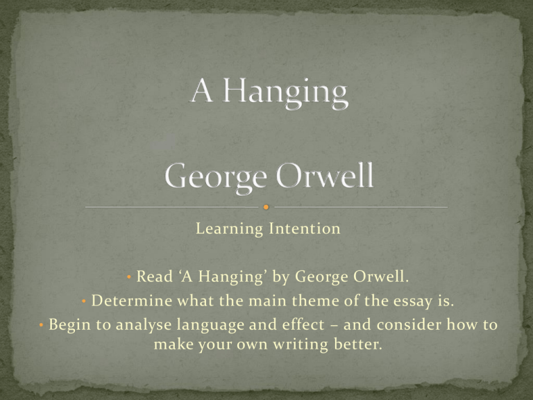 orwell essay a hanging
