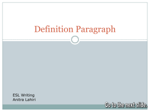 Definition Paragraph ESL Writing