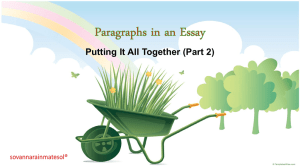 Paragraphs in an Essay (Part 2)