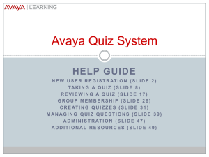 Avaya Quiz System - Avaya Learning Quiz