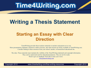 Writing a Thesis Statement Starting an Essay with