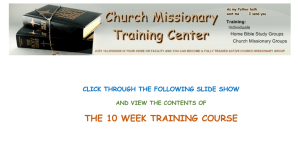 10 WEEK CHURCH MISSIONARY TRAINING COURSE