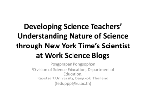 Developing Science Teachers* Understanding Nature of Science