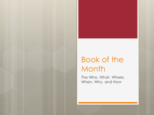 Book of the Month - Mrs. Bunts Language Arts