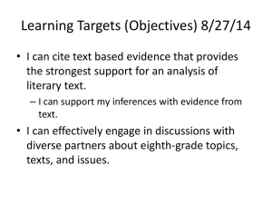 Learning Targets (Objectives) 8/27/14