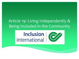 Article 19: Living Independently & Being Included in the Community