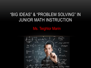 *BIG Ideas* & *Problem Solving* in Junior math