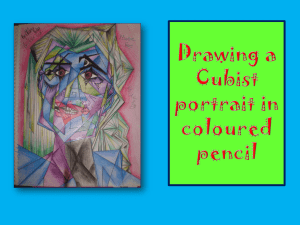 Drawing a Cubist portrait in coloured pencil