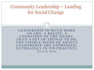 Community Leadership * Leading for Social Change