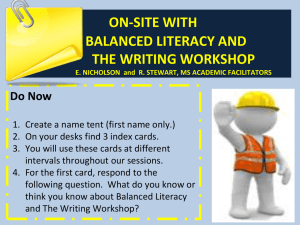 ON-SITE WITH BALANCED LITERACY AND THE WRITING