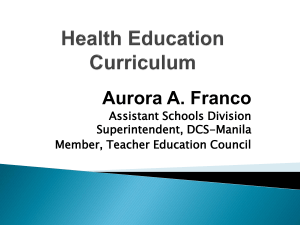 Health Education Curriculum - Elementary Education Division