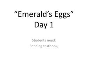 Emerald`s Eggs day 1