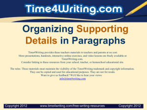 Organizing Supporting Details in Paragraphs