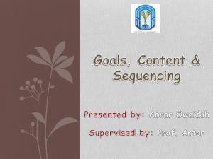 Goals, Content & Sequencing