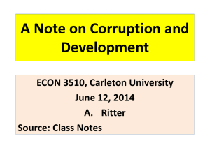 Corruption and Development - ECON 3510 – African Economic