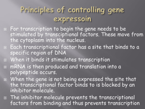Principles of controlling gene expressoin