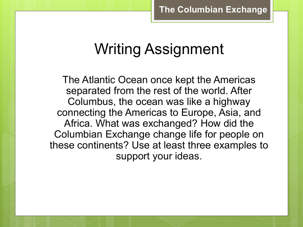 essay about the columbian exchange