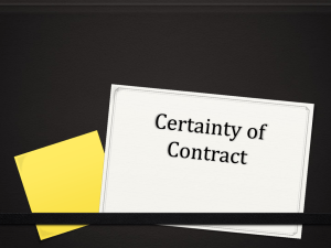 Commercial law Certainty of Contract
