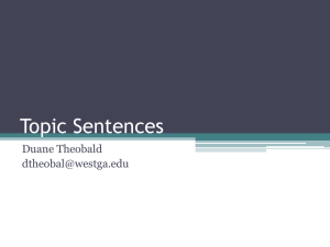 Topic Sentences - The University of West Georgia